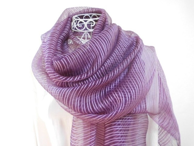 Plant dyeing · log wood · cochineal · purple · silk · large format long stall - Scarves - Silk Purple