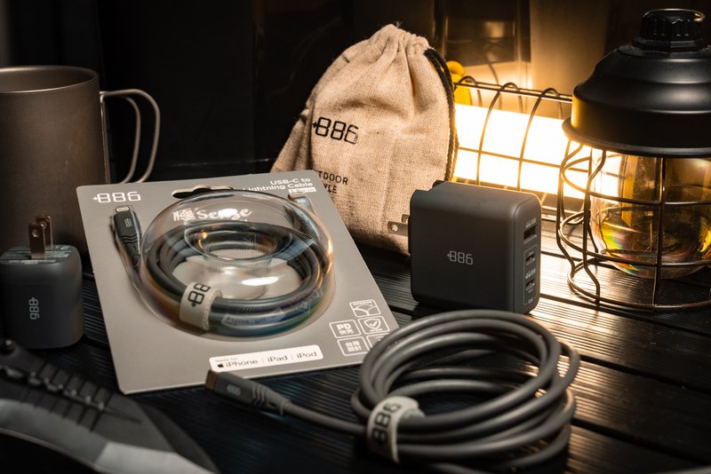 +886 極Sense USB-C to TypeC  100W PD 快充線1.8M(三色可選) - 行動電源/充電線 - 其他材質 灰色