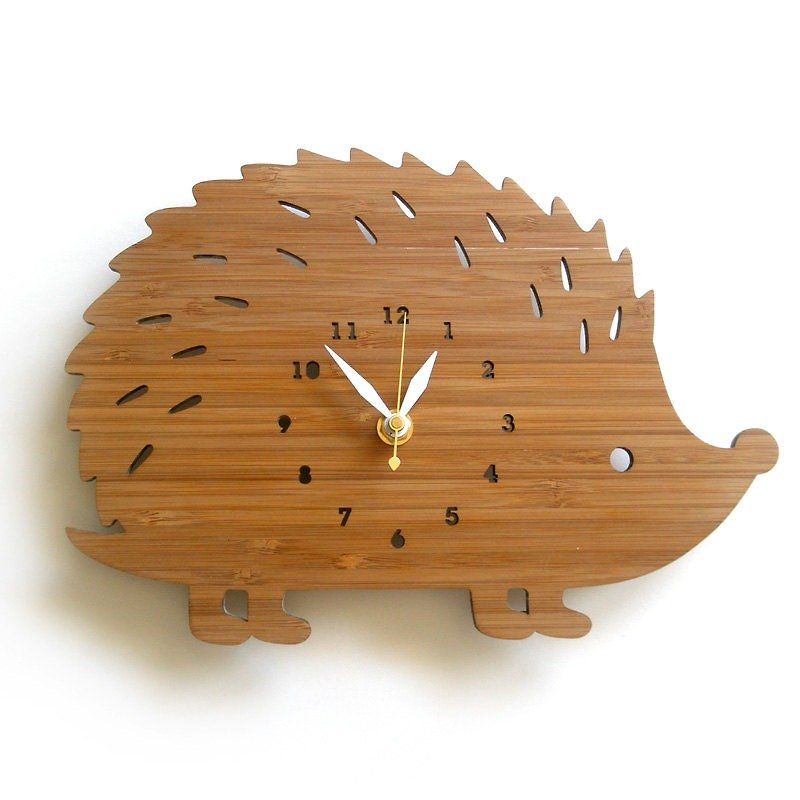 Hedgehog Wall Clock Large - Clocks - Bamboo Brown