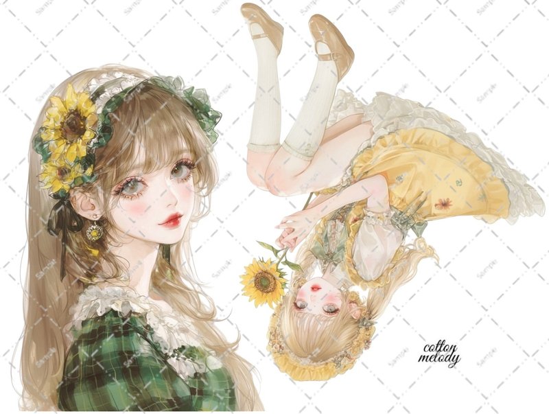 original sticker no.5812 人物ステッカー オリジナルステッカー 人物ステッカー 女の子ステッカー オリジナル人物ステッカー - 貼紙 - 紙 