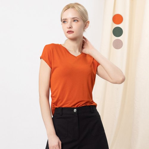 MEDUSA LADY 【MEDUSA】輕柔V領嫘縈休閒上衣 - 3色(M-XL) | 女休閒上衣