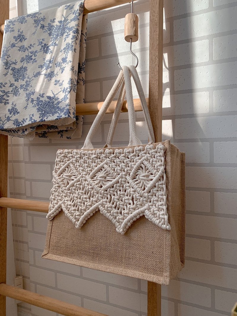 Environmentally friendly Linen fiber tote woven bag_medium size - Handbags & Totes - Cotton & Hemp Khaki