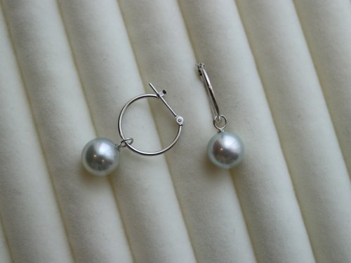KOKO PEARL JEWELRY 日本製18k白金 akoya珍珠耳環 8-8.5mm天然無調色珍珠 珍珠耳圈