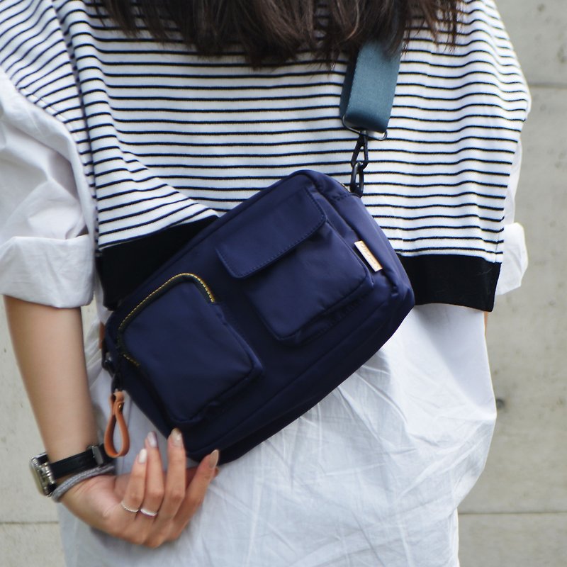 *Free custom engraving*Crossbody bag/crossbody bag/side backpack-royal blue (5 colors in total) - Messenger Bags & Sling Bags - Nylon 