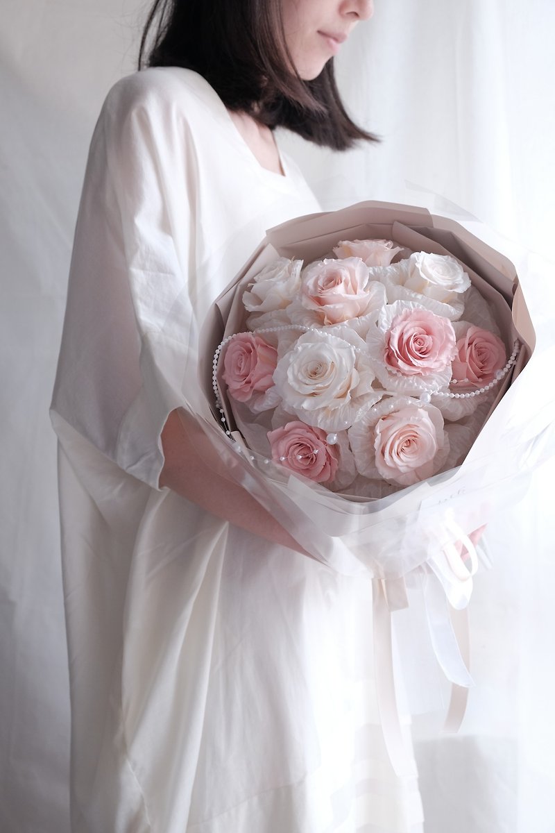[btf elegant eternal round bouquet] holiday bouquet, birthday bouquet, anniversary bouquet - Dried Flowers & Bouquets - Plants & Flowers Pink