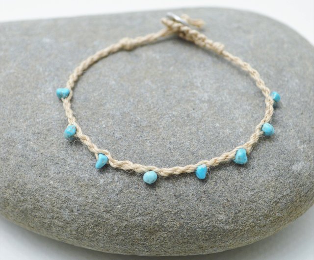 Handmade Aquamarine hotsell Bracelet, Steel Bracelet, Hemp Cord Bracelet