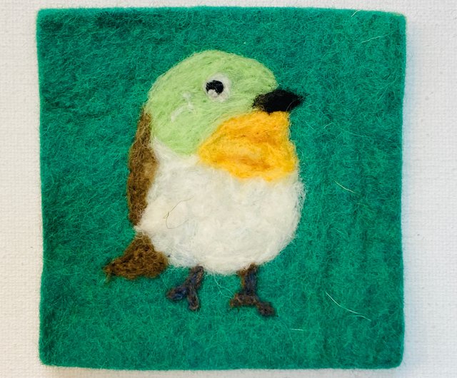 羊毛フェルトウール刺繍コースター : 鳥 - ショップ