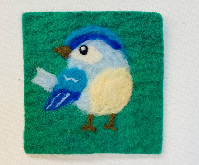 羊毛フェルト 刺繍『水辺に咲く紫陽花』ハンドメイド 羊毛絵画