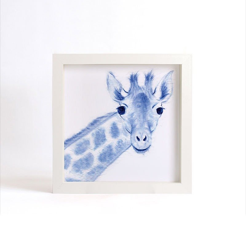 "Visit" Blue and White Reproduction Series-Giraffe (without frame) - โปสเตอร์ - กระดาษ สีน้ำเงิน