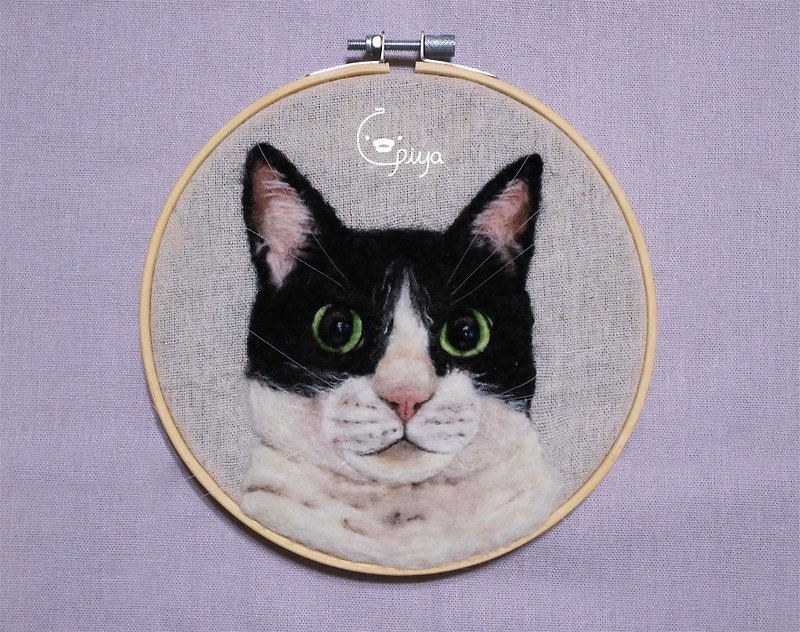Pet Realistic Wool Felt Painting Ornament - Customized Cat - พวงกุญแจ - ขนแกะ 