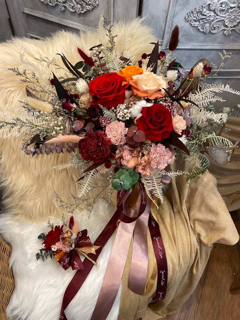 【Hengjiuに会う】FenghuaPeerlessImmortal Bouquet with Box - ドライフラワー・ブーケ - 寄せ植え・花 