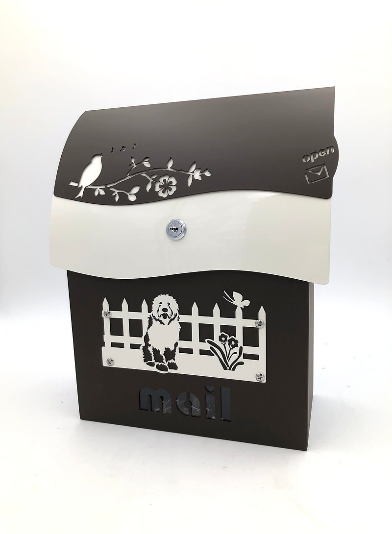 Designed Stainless Steel mailbox with lock, color and doorplate pattern on the cover can be selected with texture postbox - ของวางตกแต่ง - สแตนเลส สีนำ้ตาล