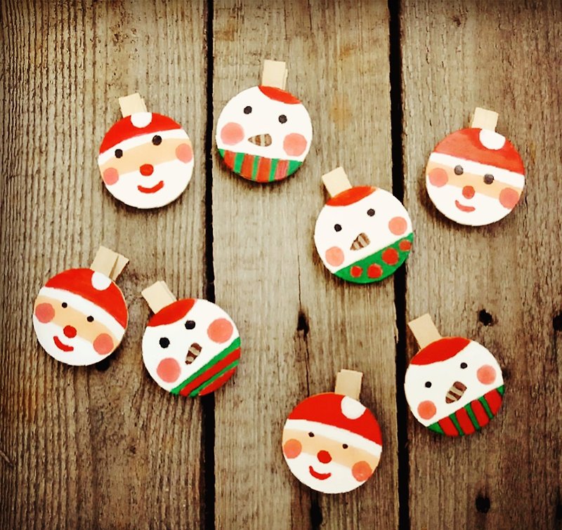 [Pure hand-painted]*Christmas gift*A set of two types of round wood clips - อื่นๆ - ไม้ หลากหลายสี