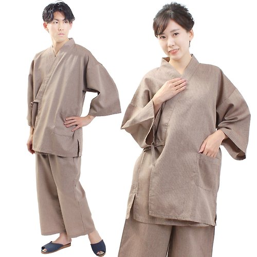 fuukakimono 日本 和服 男女兼用 作務衣 套裝 日式 室內服 甚平 睡衣 M L