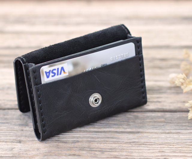 Leather Minimalist Card Holder Wallet, Black Slim Card Holder - Shop  KodamaLife Card Holders & Cases - Pinkoi