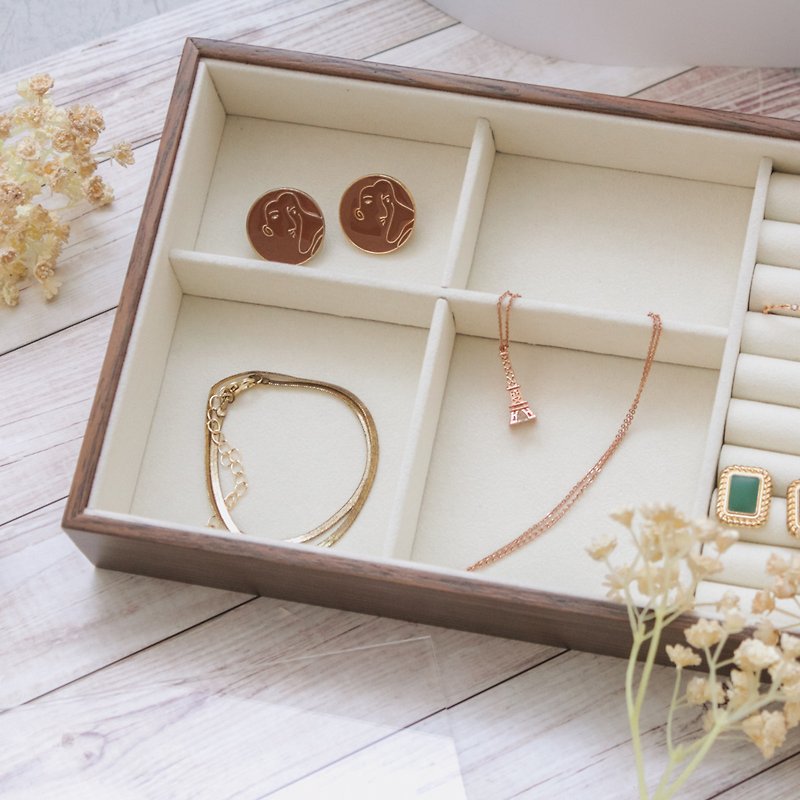 Forest walk jewelry storage box texture wooden transparent top cover jewelry storage box - กล่องเก็บของ - ไม้ สีนำ้ตาล