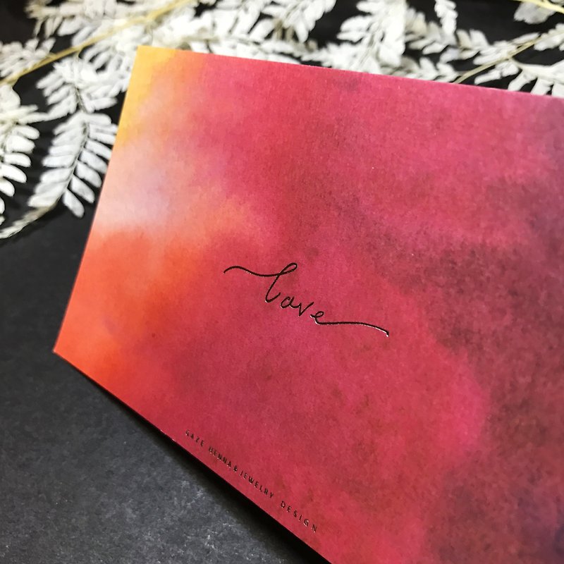 赤のレンダリンググラデーション手書きカード-愛 - カード・はがき - 紙 レッド