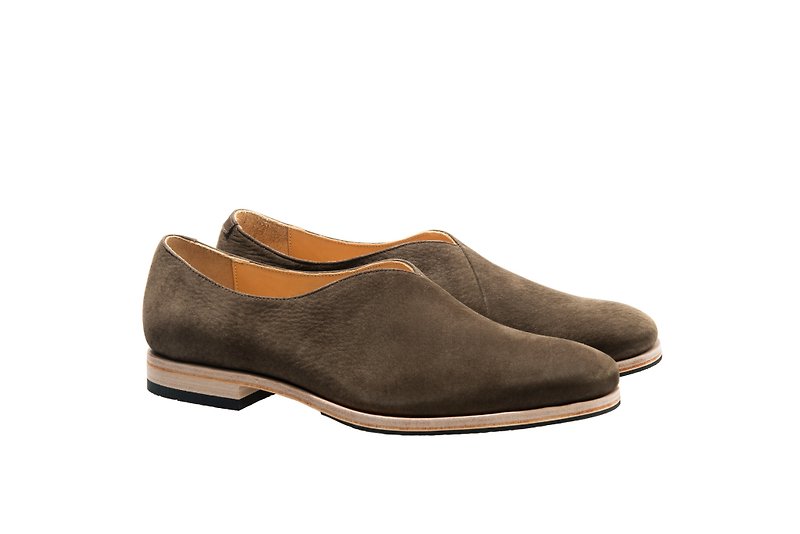 Stitching Sole_V_Gre - Men's Oxford Shoes - Genuine Leather Khaki