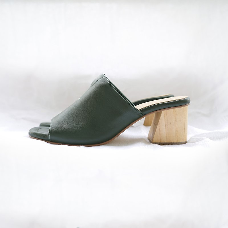 BEECHNUT Opentoe Heels - รองเท้าส้นสูง - หนังแท้ สีเขียว