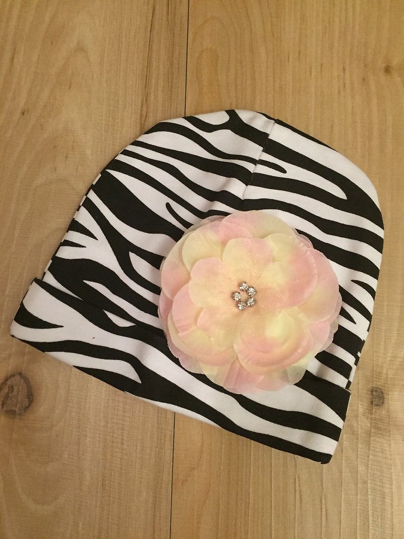 US imports of fashion baby cap (zebra pink flower section) - ผ้ากันเปื้อน - ผ้าฝ้าย/ผ้าลินิน 
