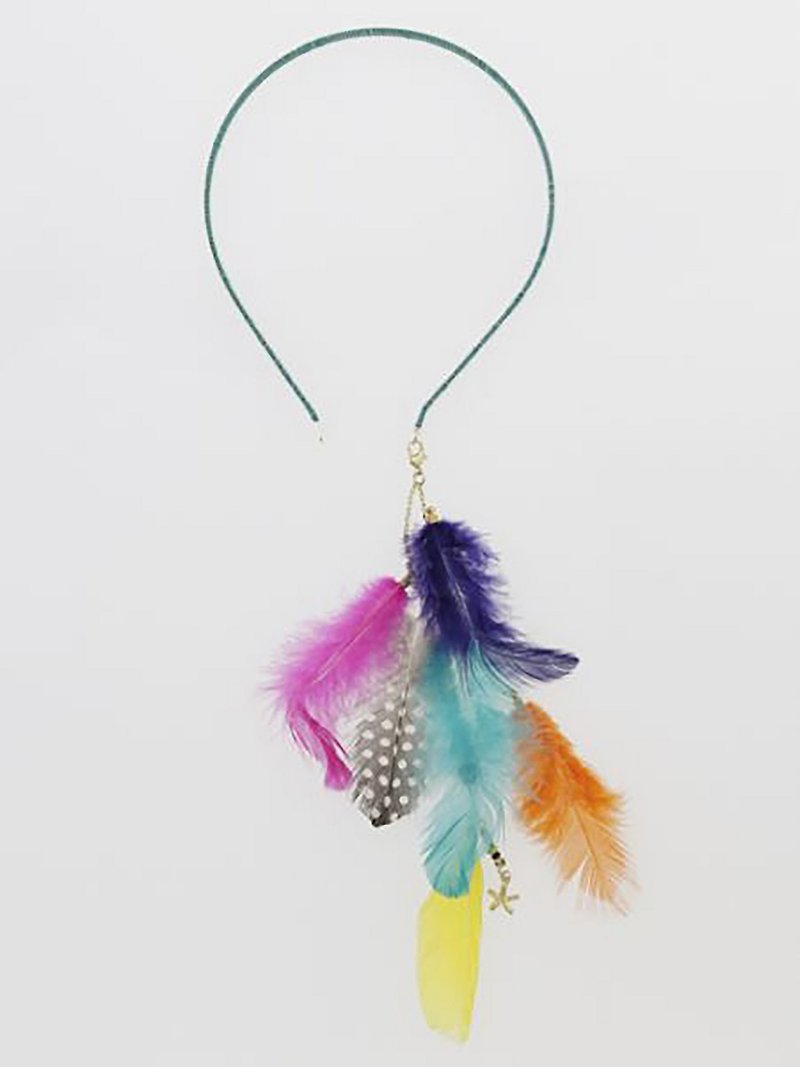 預購中 彩色羽毛裝飾髮箍 (兩色) IJCZ8251 - 髮飾 - 其他材質 多色