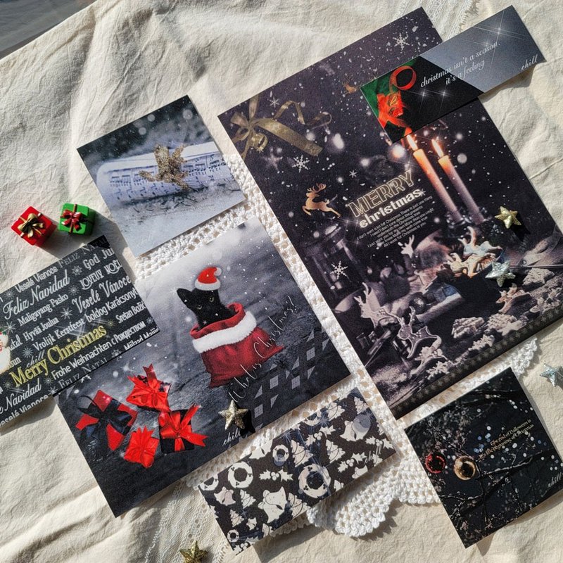 Black Christmas Mini Poster set - 海報/掛畫/掛布 - 紙 黑色
