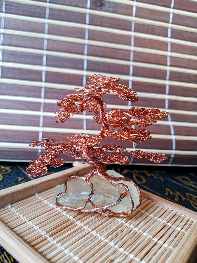佚名山河。擺飾。生命樹 招財樹。黃水晶原礦。金屬編織 - 擺飾/家飾品 - 水晶 橘色