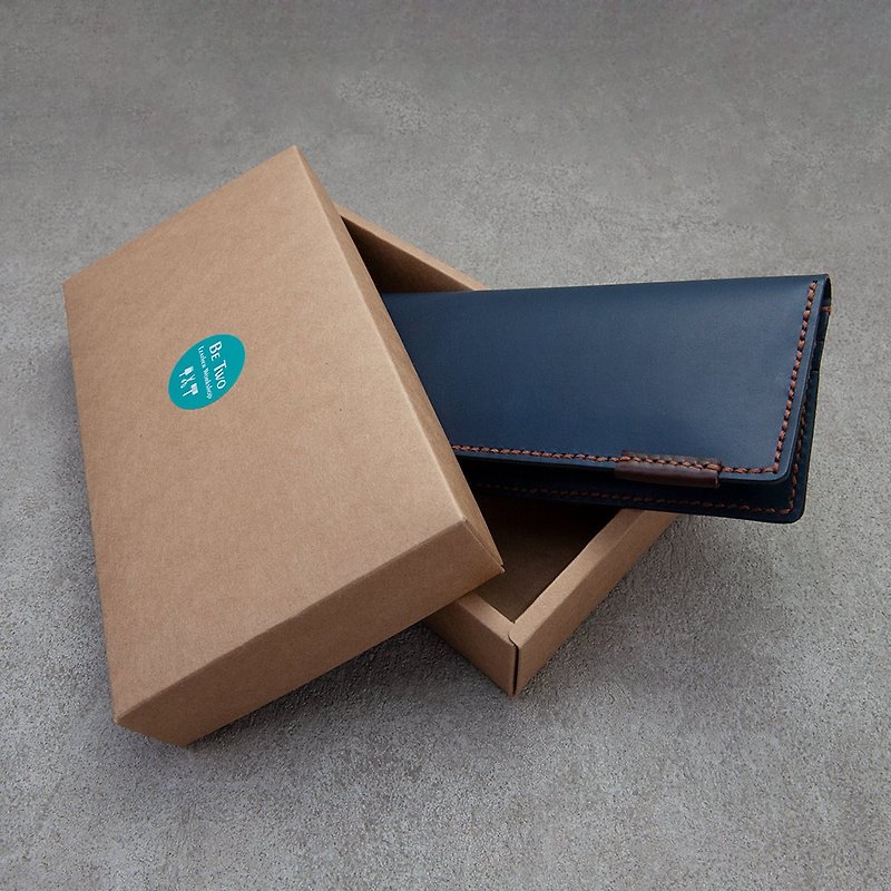 Men's wallet flat long clip hand-stitched wallet experience course Taichung audit shop - Leather Goods - Genuine Leather 