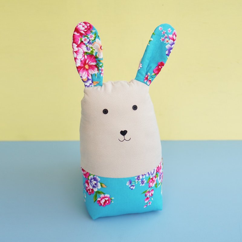 好寶寶禮物 最Q飯糰兔 手製布娃娃 - 公仔/玩偶 - 棉．麻 藍色