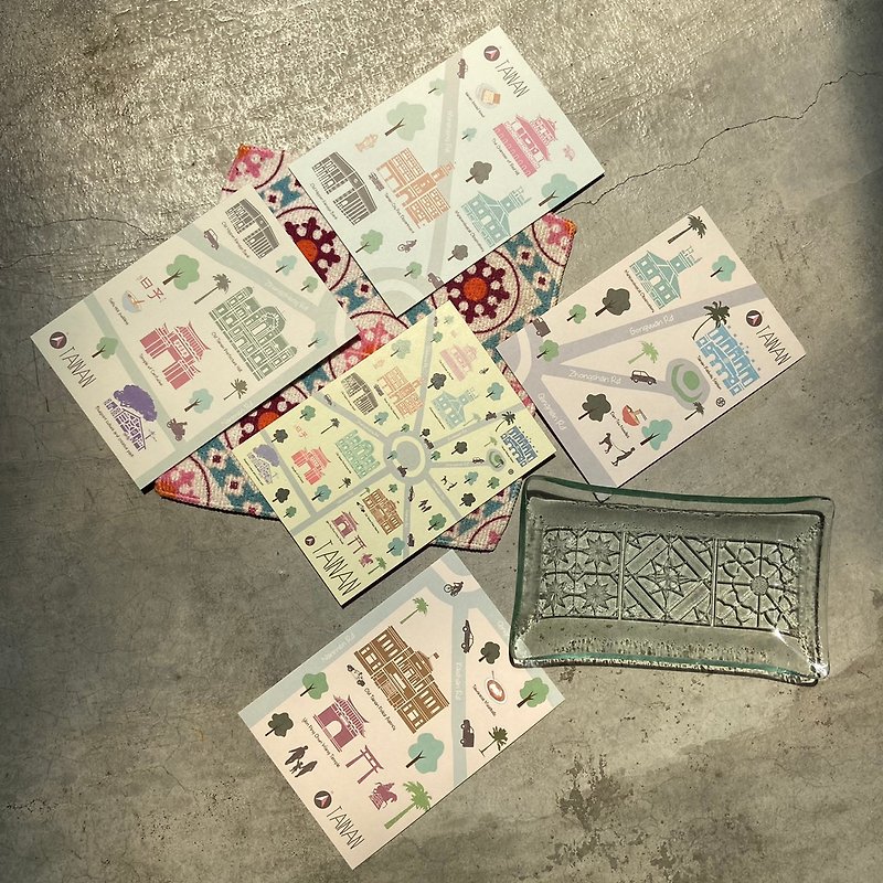 |台南サークルシリーズ|ポストカード/ 5枚合計 - カード・はがき - 紙 多色