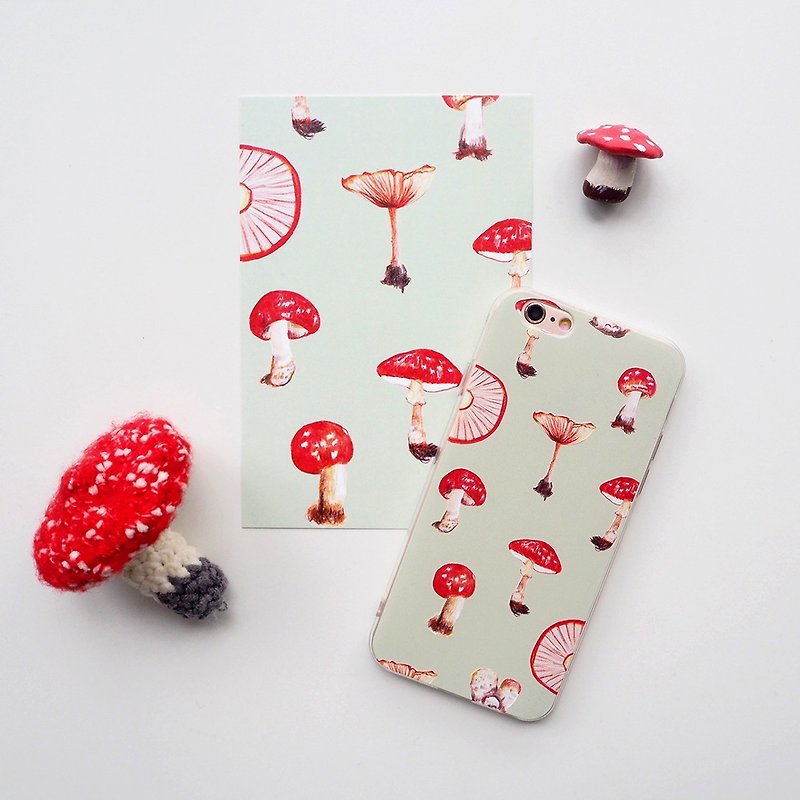 迷幻紅蘑菇iPhone8 iPhonex可客製化薄荷綠 - 手機殼/手機套 - 塑膠 紅色