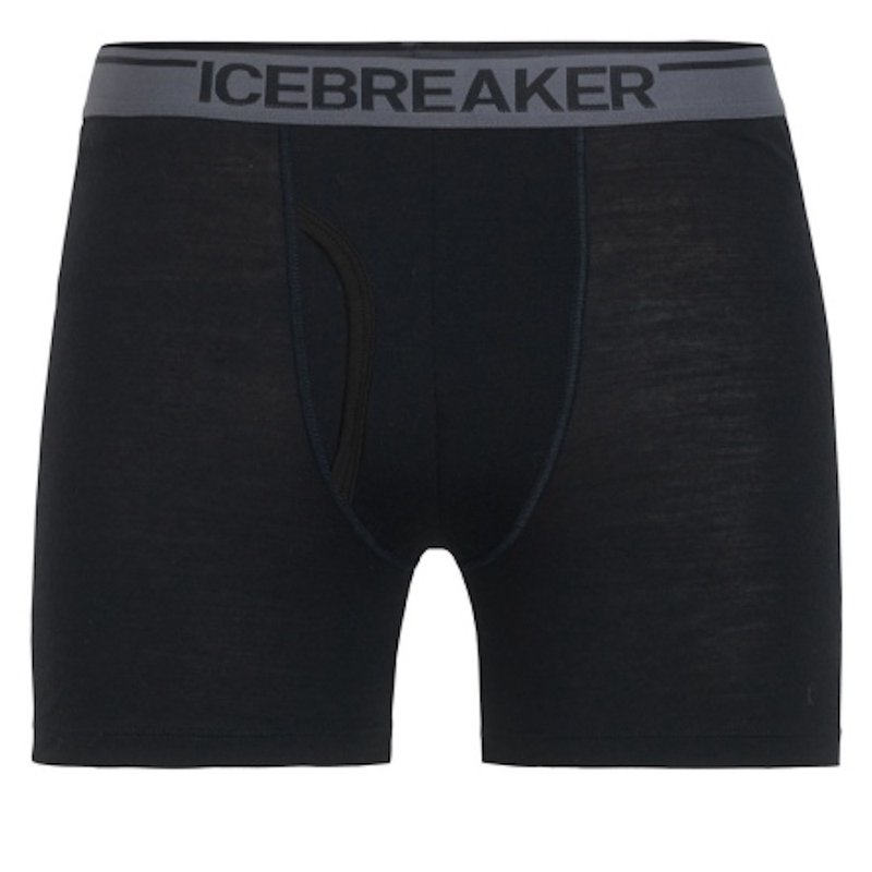 【icebreaker】男 Anatomica 四角開口內褲-BF150-黑 - 運動內衣 - 羊毛 黑色