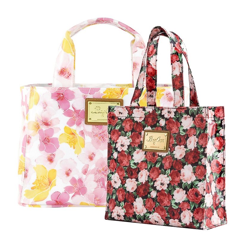 [Combination offer] cherry blossom waterproof magnetic buckle bag - temperament white + rose waterproof bag limited group free transport - Handbags & Totes - Waterproof Material White