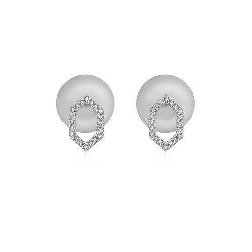 Genevieve Collection 18k中空六角形鑽石耳環