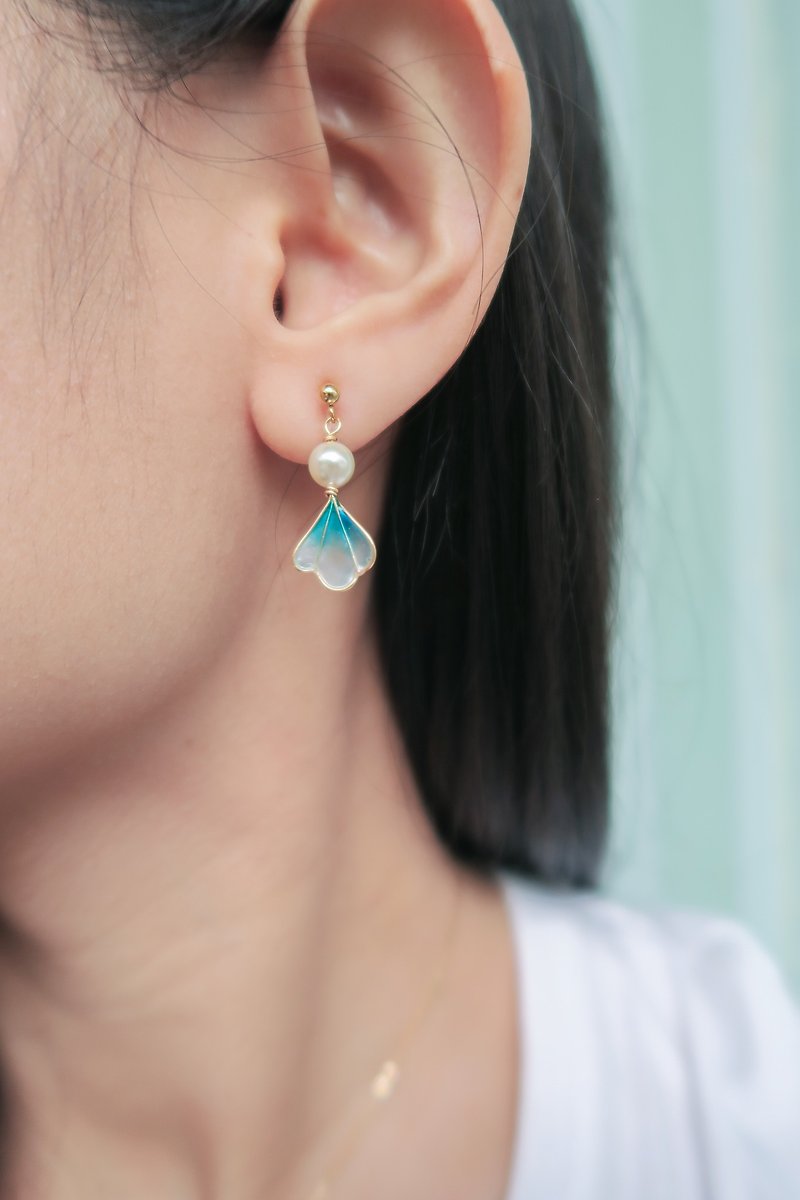 Peony petals | blue | 14KGF Drop earrings