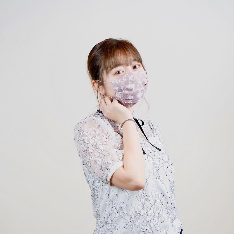 Smoky color Face Mask | Purple rose | Japanese cotton gauze | Adult Size - Face Masks - Cotton & Hemp Purple