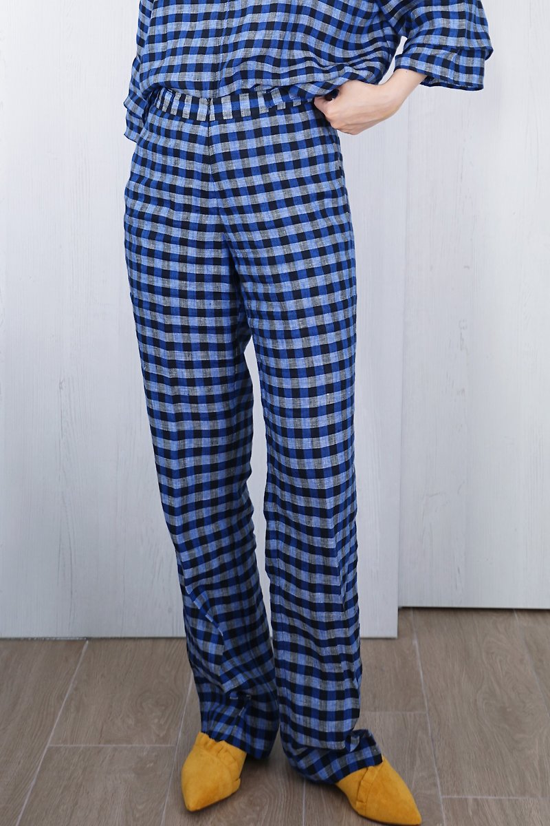 OUD Original. Pure Linen Straight-leg Long Pants. - Women's Pants - Linen Blue