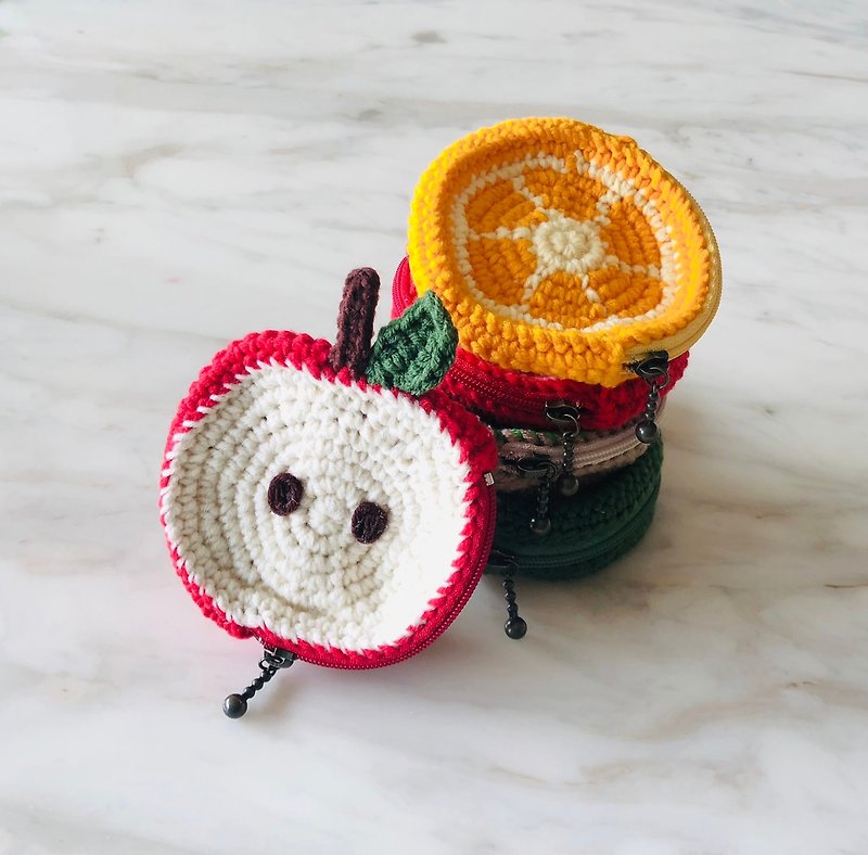 Crochet/coin purse/stock/apple/orange/kiwifruit/Xiaoyu watermelon/tomato - กระเป๋าใส่เหรียญ - ไฟเบอร์อื่นๆ หลากหลายสี