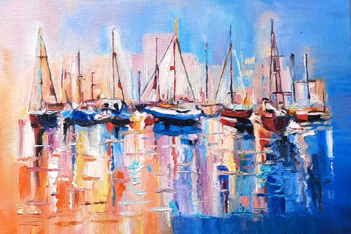 OlgaShelArt Sailboat Painting Original Art Oil Painting Wall Decor