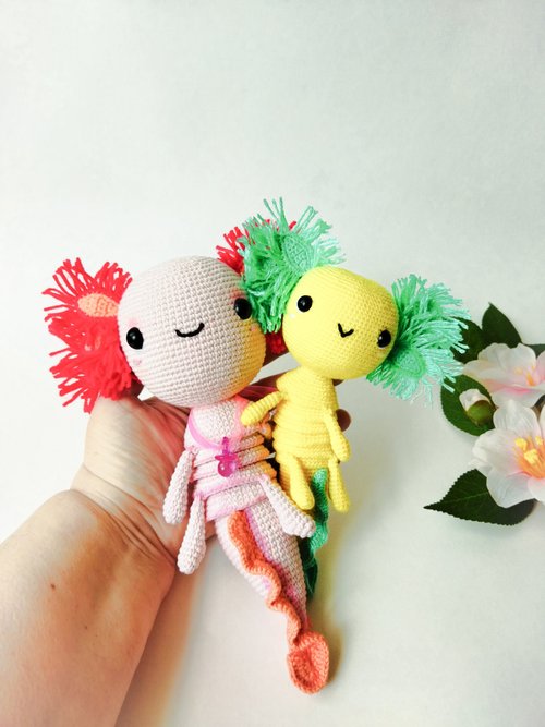 TatiStoreShop Axolotl鉤針圖案pdf英文。 可愛的Axolotl amigurumi圖案pdf