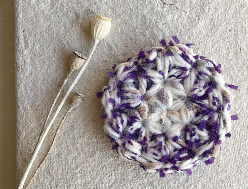 Knitting 生命之花編織墊 - 紫花卷兒 - 杯墊 - 棉．麻 