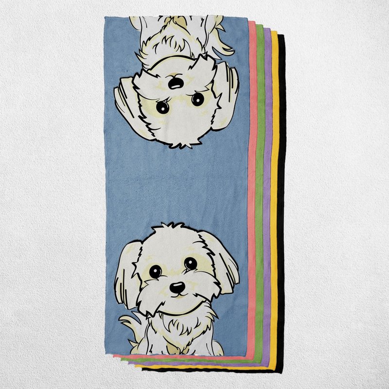馬爾濟斯 寵物犬貓圖樣 毛巾/方巾/運動毛巾 多圖樣可選 - 寵物沐浴乳/洗毛精 - 棉．麻 多色