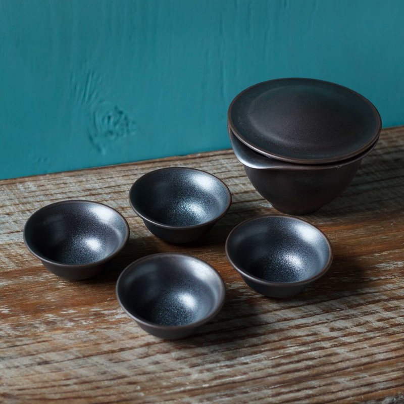 しぼり出し急須セット・湯呑4個付き・ブラック – Yamatsu - 茶壺/茶杯/茶具 - 陶 黑色