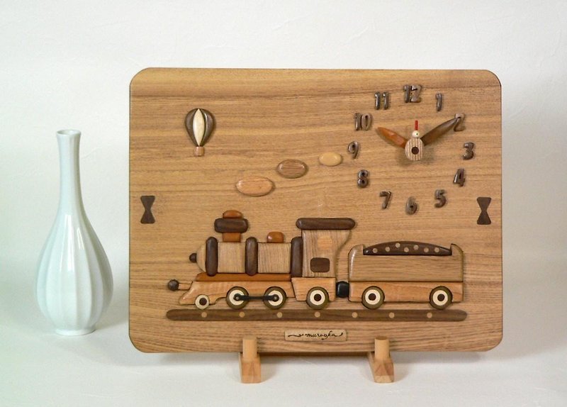 木の時計　蒸気機関車 - 時計 - 木製 