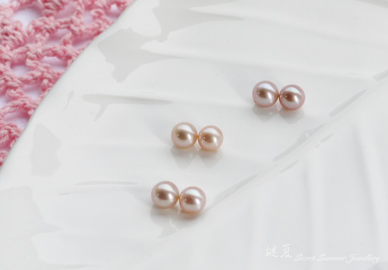 925純銀x天然淡水珍珠【簡約氣質耳環】(可k金耳針或純銀耳夾式) - 耳環/耳夾 - 寶石 粉紅色