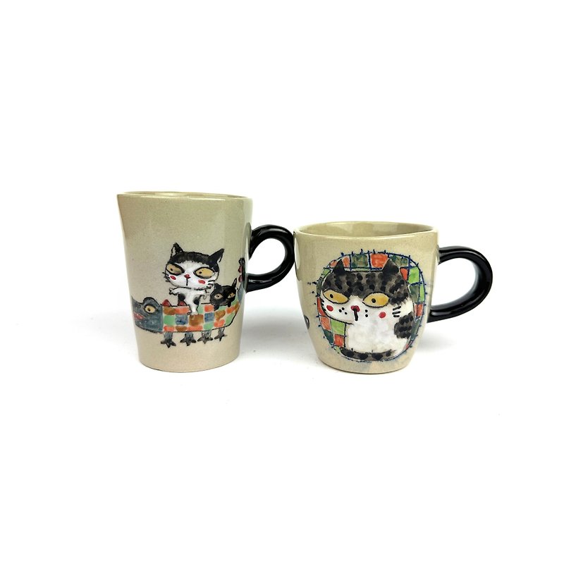 素敵な粘土手作りカップセット かわいい猫 0133-27 / 01192-6 - マグカップ - 陶器 ホワイト
