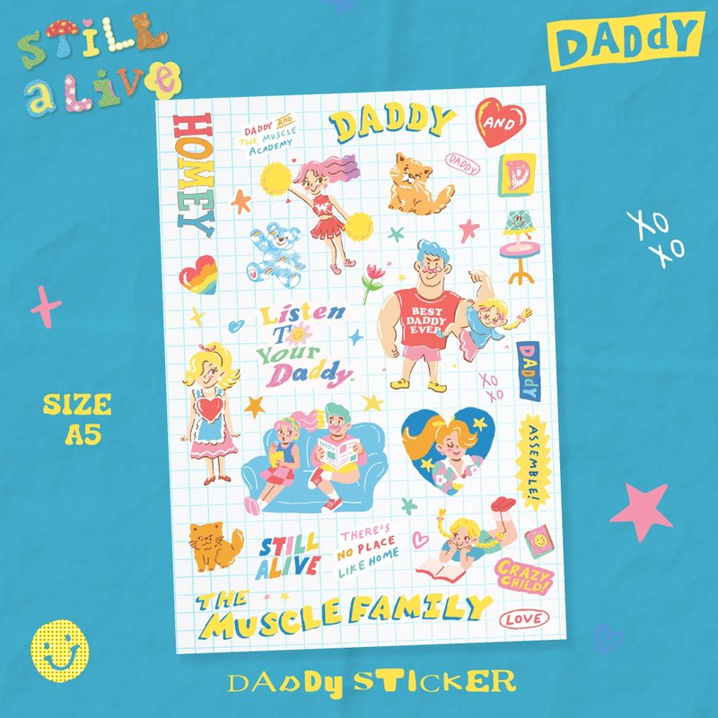 Daddy StillAlive Sticker A5 - White - 貼紙 - 防水材質 