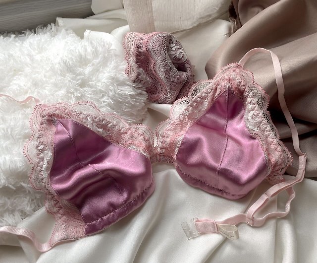 Buy Satin Tie-Up Bra with Bikini Panty in Purple Online India
