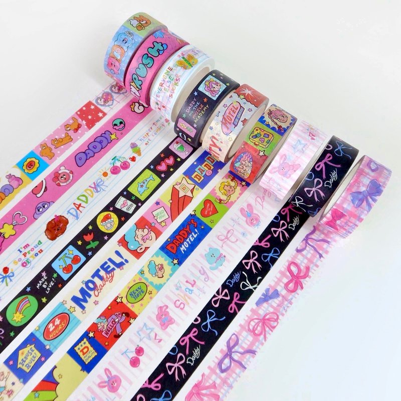 DADDY | Daddy Masking Tape, decorative tape, 9 new patterns, super cute. - 紙膠帶/和紙/PET - 紙 