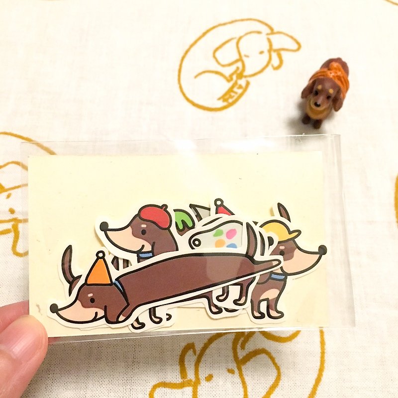Dachshund sticker pack - Chocolate&Cream - Stickers - Paper Brown